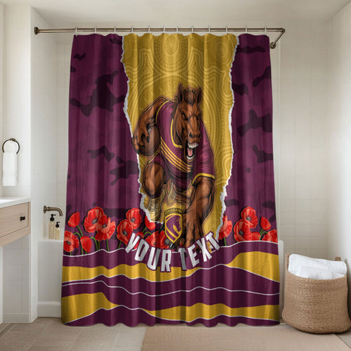 Personalized Brisbane Broncos ANZAC Tribute Bathroom Set Poppy Field Soldier Silhouette Aboriginal Rugby Mascot