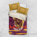 Personalized Brisbane Broncos ANZAC Tribute Bedding Set Poppy Field Soldier Silhouette Aboriginal Rugby Mascot