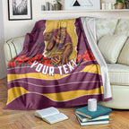 Personalized Brisbane Broncos ANZAC Tribute Blanket Poppy Field Soldier Silhouette Aboriginal Rugby Mascot