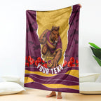 Personalized Brisbane Broncos ANZAC Tribute Blanket Poppy Field Soldier Silhouette Aboriginal Rugby Mascot