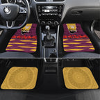 Personalized Brisbane Broncos ANZAC Tribute Car Mats Poppy Field Soldier Silhouette Aboriginal Rugby Mascot