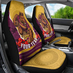 Personalized Brisbane Broncos ANZAC Tribute Car Seat Cover Poppy Field Soldier Silhouette Aboriginal Rugby Mascot