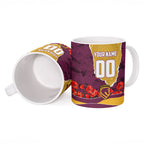 Personalized Brisbane Broncos ANZAC Tribute Ceramic Mug Poppy Field Soldier Silhouette Aboriginal Rugby Mascot