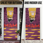 Personalized Brisbane Broncos ANZAC Tribute Door Cover Poppy Field Soldier Silhouette Aboriginal Rugby Mascot