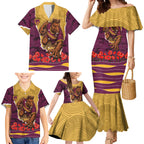 Personalized Brisbane Broncos ANZAC Tribute Family Matching Mermaid Dress and Hawaiian Shirt Poppy Field Soldier Silhouette Aboriginal Rugby Mascot