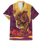 Personalized Brisbane Broncos ANZAC Tribute Family Matching Off Shoulder Maxi Dress and Hawaiian Shirt Poppy Field Soldier Silhouette Aboriginal Rugby Mascot