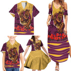 Personalized Brisbane Broncos ANZAC Tribute Family Matching Summer Maxi Dress and Hawaiian Shirt Poppy Field Soldier Silhouette Aboriginal Rugby Mascot