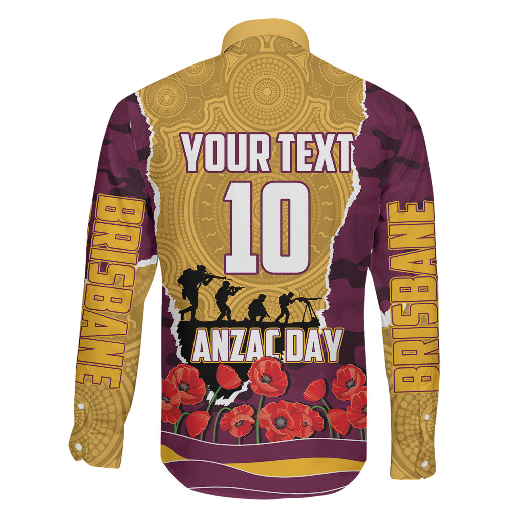 Personalized Brisbane Broncos ANZAC Tribute Family Matching Summer Maxi Dress and Hawaiian Shirt Poppy Field Soldier Silhouette Aboriginal Rugby Mascot