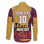 Personalized Brisbane Broncos ANZAC Tribute Family Matching Tank Maxi Dress and Hawaiian Shirt Poppy Field Soldier Silhouette Aboriginal Rugby Mascot