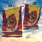 Personalized Brisbane Broncos ANZAC Tribute Garden Flag Poppy Field Soldier Silhouette Aboriginal Rugby Mascot