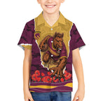 Personalized Brisbane Broncos ANZAC Tribute Hawaiian Shirt Poppy Field Soldier Silhouette Aboriginal Rugby Mascot