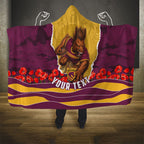 Personalized Brisbane Broncos ANZAC Tribute Hooded Blanket Poppy Field Soldier Silhouette Aboriginal Rugby Mascot