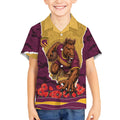 Personalized Brisbane Broncos ANZAC Tribute Kid Hawaiian Shirt Poppy Field Soldier Silhouette Aboriginal Rugby Mascot