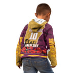 Personalized Brisbane Broncos ANZAC Tribute Kid Hoodie Poppy Field Soldier Silhouette Aboriginal Rugby Mascot
