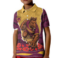 Personalized Brisbane Broncos ANZAC Tribute Kid Polo Shirt Poppy Field Soldier Silhouette Aboriginal Rugby Mascot