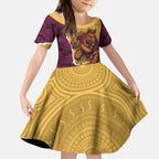 Personalized Brisbane Broncos ANZAC Tribute Kid Short Sleeve Dress Poppy Field Soldier Silhouette Aboriginal Rugby Mascot