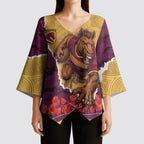 Personalized Brisbane Broncos ANZAC Tribute Kimono Sleeve Blouse Poppy Field Soldier Silhouette Aboriginal Rugby Mascot