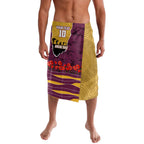 Personalized Brisbane Broncos ANZAC Tribute Lavalava Poppy Field Soldier Silhouette Aboriginal Rugby Mascot