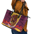 Personalized Brisbane Broncos ANZAC Tribute Leather Tote Bag Poppy Field Soldier Silhouette Aboriginal Rugby Mascot