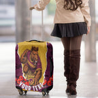 Personalized Brisbane Broncos ANZAC Tribute Luggage Cover Poppy Field Soldier Silhouette Aboriginal Rugby Mascot