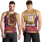 Personalized Brisbane Broncos ANZAC Tribute Men Tank Top Poppy Field Soldier Silhouette Aboriginal Rugby Mascot