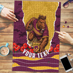 Personalized Brisbane Broncos ANZAC Tribute Puzzle Poppy Field Soldier Silhouette Aboriginal Rugby Mascot