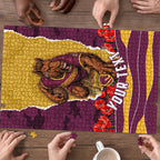 Personalized Brisbane Broncos ANZAC Tribute Puzzle Poppy Field Soldier Silhouette Aboriginal Rugby Mascot