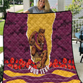 Personalized Brisbane Broncos ANZAC Tribute Quilt Poppy Field Soldier Silhouette Aboriginal Rugby Mascot