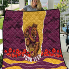 Personalized Brisbane Broncos ANZAC Tribute Quilt Poppy Field Soldier Silhouette Aboriginal Rugby Mascot
