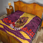Personalized Brisbane Broncos ANZAC Tribute Quilt Poppy Field Soldier Silhouette Aboriginal Rugby Mascot