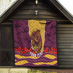 Personalized Brisbane Broncos ANZAC Tribute Quilt Poppy Field Soldier Silhouette Aboriginal Rugby Mascot