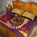 Personalized Brisbane Broncos ANZAC Tribute Quilt Bed Set Poppy Field Soldier Silhouette Aboriginal Rugby Mascot