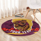 Personalized Brisbane Broncos ANZAC Tribute Round Carpet Poppy Field Soldier Silhouette Aboriginal Rugby Mascot