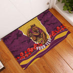 Personalized Brisbane Broncos ANZAC Tribute Rubber Doormat Poppy Field Soldier Silhouette Aboriginal Rugby Mascot