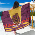 Personalized Brisbane Broncos ANZAC Tribute Sarong Poppy Field Soldier Silhouette Aboriginal Rugby Mascot