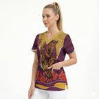 Personalized Brisbane Broncos ANZAC Tribute Scrub Top Poppy Field Soldier Silhouette Aboriginal Rugby Mascot