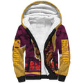 Personalized Brisbane Broncos ANZAC Tribute Sherpa Hoodie Poppy Field Soldier Silhouette Aboriginal Rugby Mascot