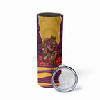 Personalized Brisbane Broncos ANZAC Tribute Skinny Tumbler Poppy Field Soldier Silhouette Aboriginal Rugby Mascot