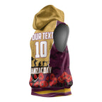 Personalized Brisbane Broncos ANZAC Tribute Sleeveless Hoodie Poppy Field Soldier Silhouette Aboriginal Rugby Mascot