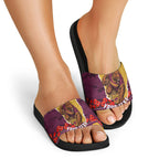 Personalized Brisbane Broncos ANZAC Tribute Slide Sandals Poppy Field Soldier Silhouette Aboriginal Rugby Mascot