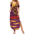 Personalized Brisbane Broncos ANZAC Tribute Summer Maxi Dress Poppy Field Soldier Silhouette Aboriginal Rugby Mascot