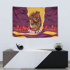 Personalized Brisbane Broncos ANZAC Tribute Tapestry Poppy Field Soldier Silhouette Aboriginal Rugby Mascot