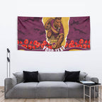 Personalized Brisbane Broncos ANZAC Tribute Tapestry Poppy Field Soldier Silhouette Aboriginal Rugby Mascot