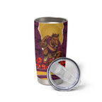 Personalized Brisbane Broncos ANZAC Tribute Tumbler Cup Poppy Field Soldier Silhouette Aboriginal Rugby Mascot