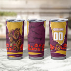 Personalized Brisbane Broncos ANZAC Tribute Tumbler Cup Poppy Field Soldier Silhouette Aboriginal Rugby Mascot