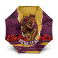 Personalized Brisbane Broncos ANZAC Tribute Umbrella Poppy Field Soldier Silhouette Aboriginal Rugby Mascot