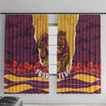 Personalized Brisbane Broncos ANZAC Tribute Window Curtain Poppy Field Soldier Silhouette Aboriginal Rugby Mascot