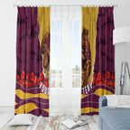 Personalized Brisbane Broncos ANZAC Tribute Window Curtain Poppy Field Soldier Silhouette Aboriginal Rugby Mascot