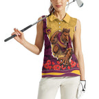 Personalized Brisbane Broncos ANZAC Tribute Women Sleeveless Polo Shirt Poppy Field Soldier Silhouette Aboriginal Rugby Mascot