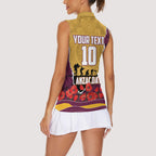 Personalized Brisbane Broncos ANZAC Tribute Women Sleeveless Polo Shirt Poppy Field Soldier Silhouette Aboriginal Rugby Mascot